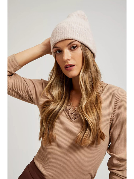 Moodo Gestrickte Pudermütze in Rosa Moodo