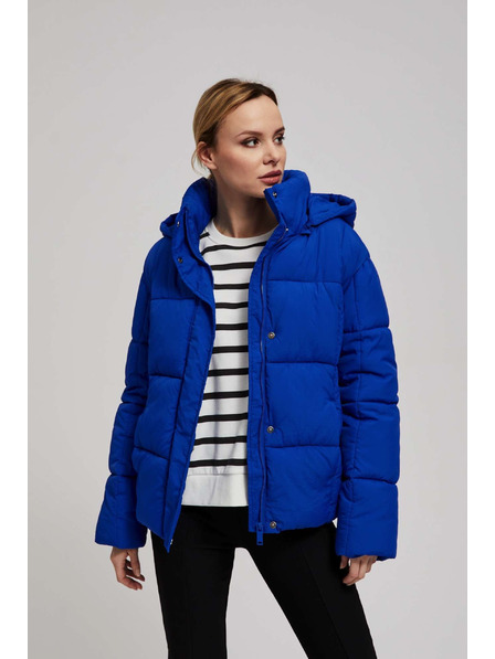 Moodo Kurze gesteppte Jacke mit Kapuze in Dunkelblau Moodo