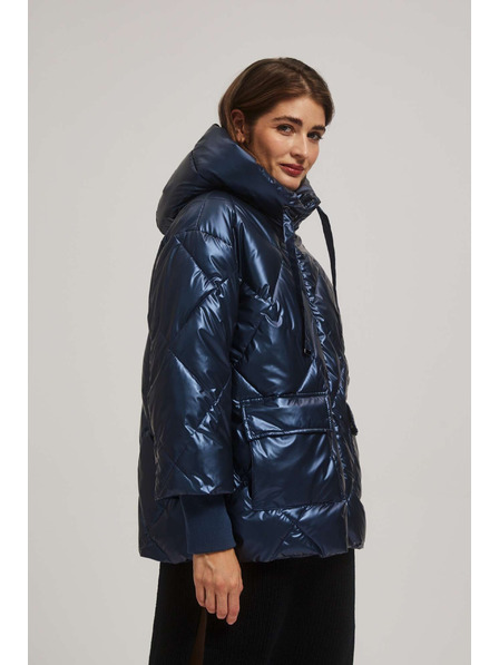 Moodo Metallische gesteppte Jacke in Dunkelblau Moodo