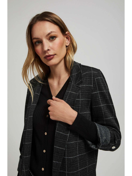 Moodo Blazer mit Karomuster und hochgekrempelten Ärmeln Moodo