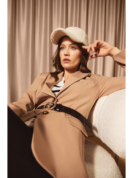 Moodo Einreihiger Blazer in Dunkelbeige Moodo