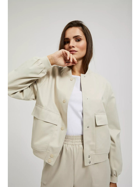 Moodo Beige Bomberjacke mit Taschen Moodo