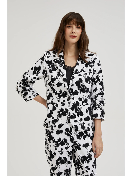 Moodo Blazer mit 3/4-Ärmeln in Schwarz-Weiß Moodo