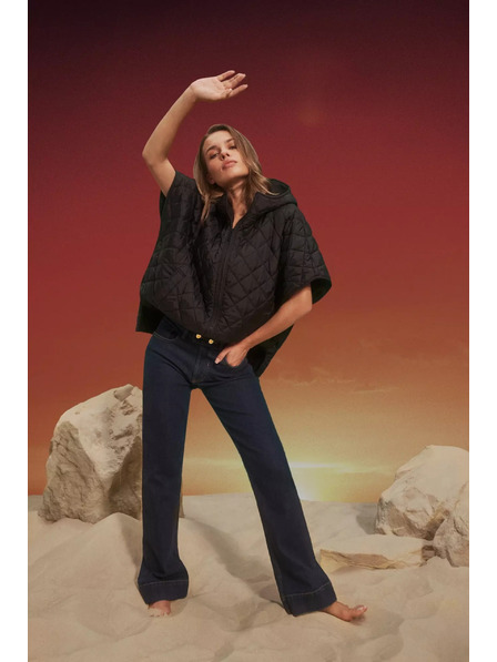 Moodo Dunkelblau Wide Leg Jeans mit mittlerer Taille Moodo