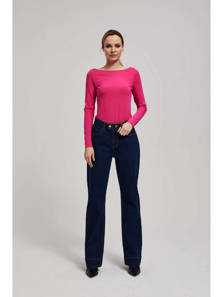 Moodo Dunkelblau Wide Leg Jeans mit mittlerer Taille Moodo