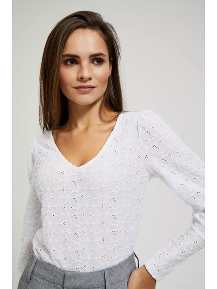 Moodo Azurblaue Bluse mit V-Ausschnitt Moodo