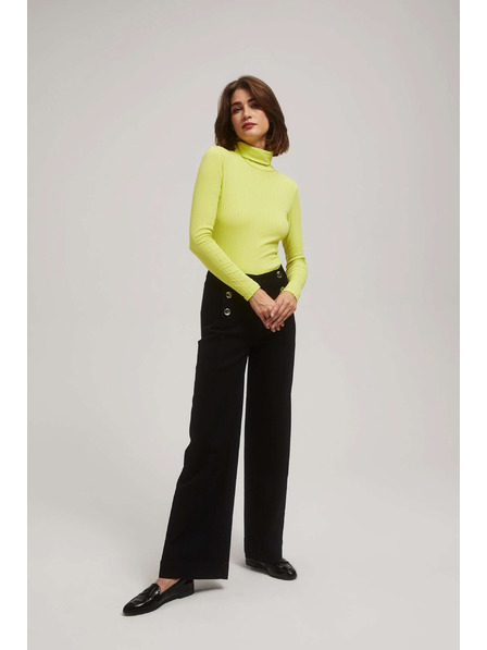 Moodo Gerippte Rollkragenpullover in Limette Moodo