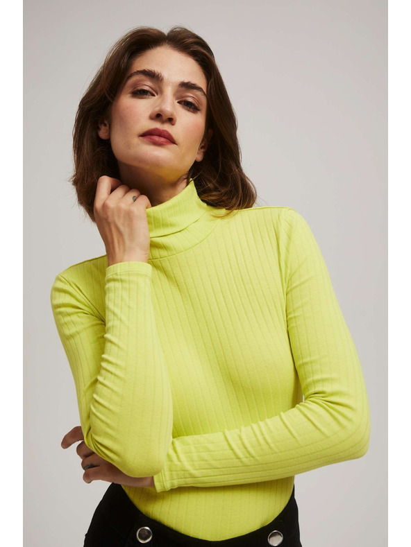 Moodo Gerippte Rollkragenpullover in Limette Moodo