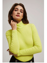 Moodo Gerippte Rollkragenpullover in Limette Moodo