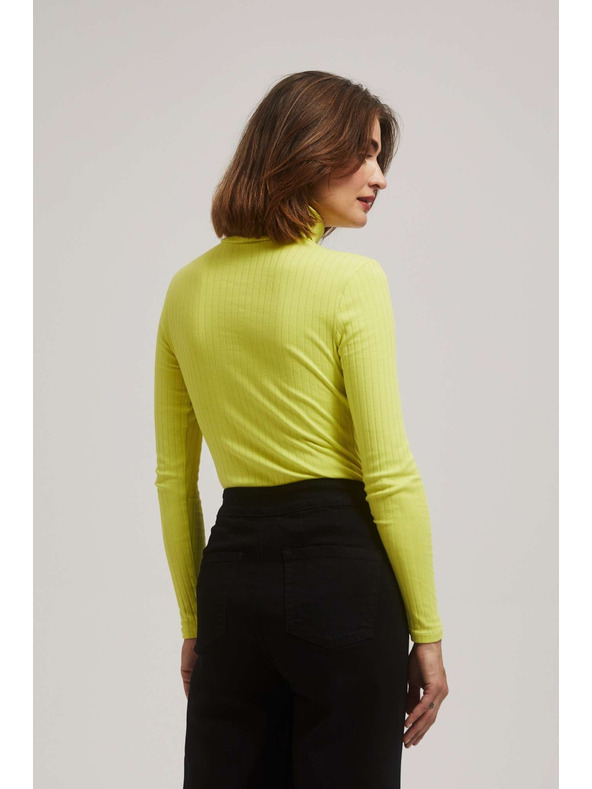Moodo Gerippte Rollkragenpullover in Limette Moodo