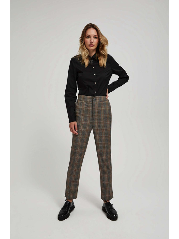 Moodo Graue karierte Hose Moodo