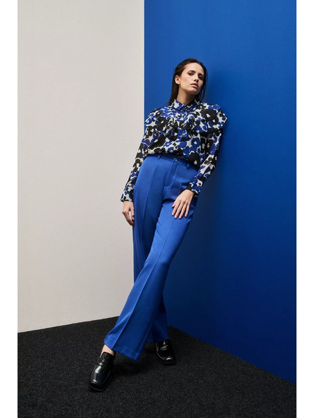 Moodo Blaue Hose mit Struktur und weiten Hosenbeinen Moodo