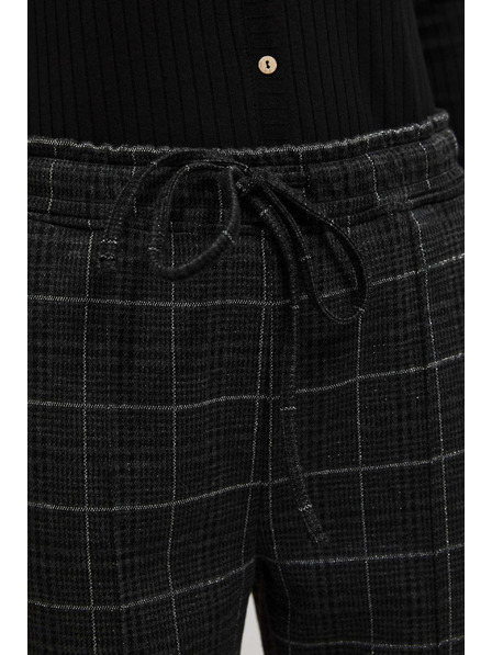 Moodo Schwarze karierte Hose Moodo
