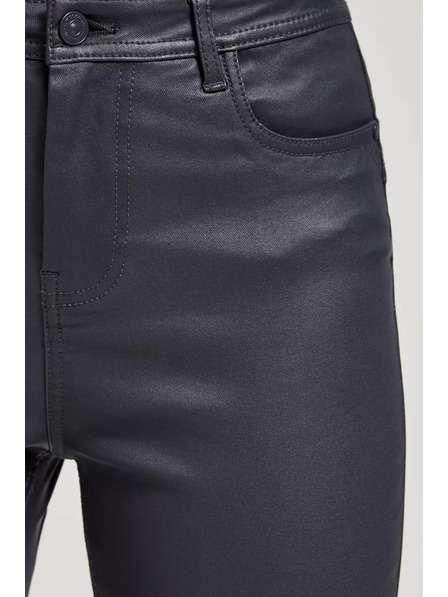 Moodo Graue, beschichtete Slim-Fit Hose Moodo