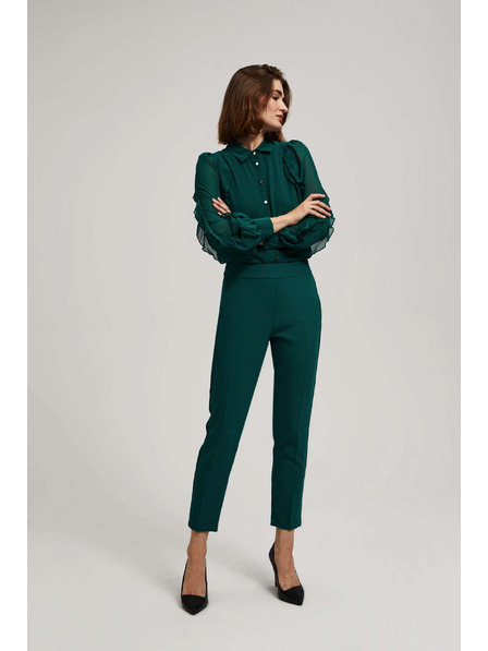Moodo Smaragdgrüne Hose mit Struktur und 7/8-Beinröhren Moodo