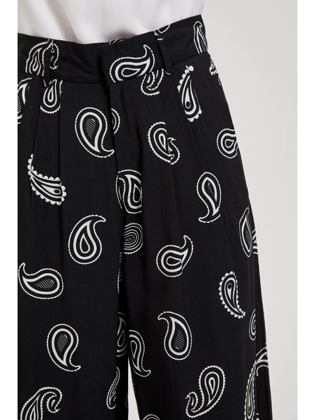 Moodo Schwarze Hose mit feinem Muster Moodo