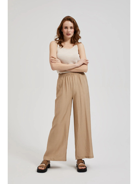 Moodo Beige Hose mit weiten Beinröhren und Gummibund Moodo