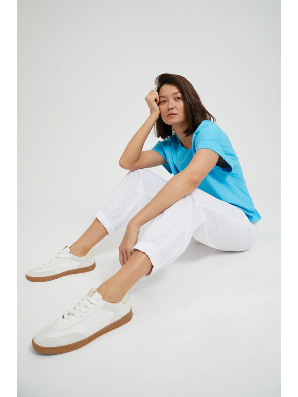 Moodo Glatte Viskose-Hose, weiß Moodo