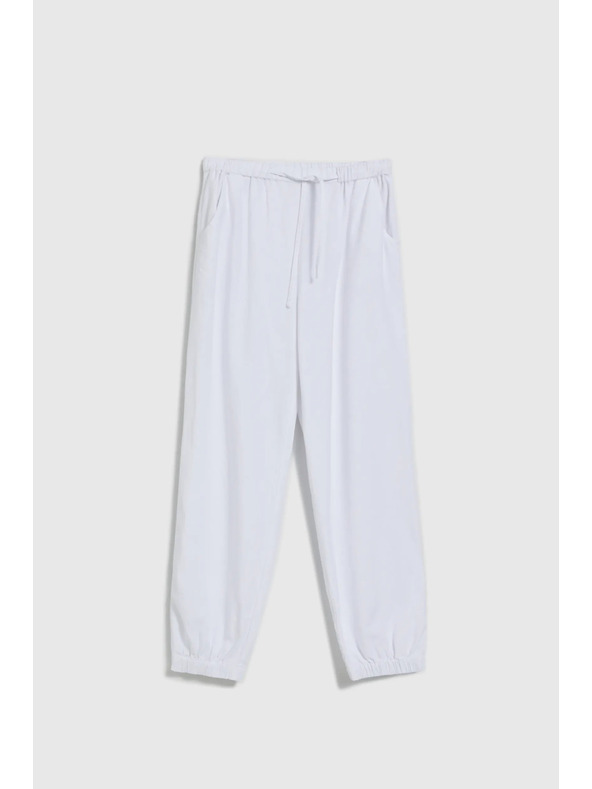 Moodo Glatte Viskose-Hose, weiß Moodo