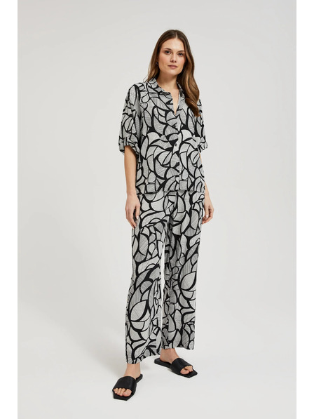 Moodo Viskose-Hose mit geradem Bein, schwarz-weiß Moodo