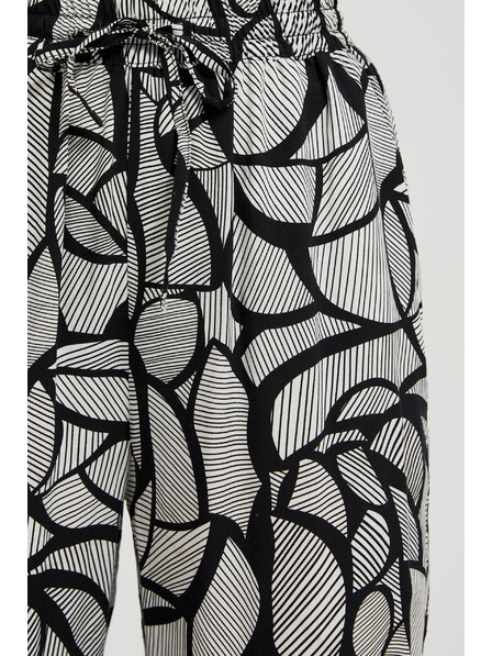 Moodo Viskose-Hose mit geradem Bein, schwarz-weiß Moodo