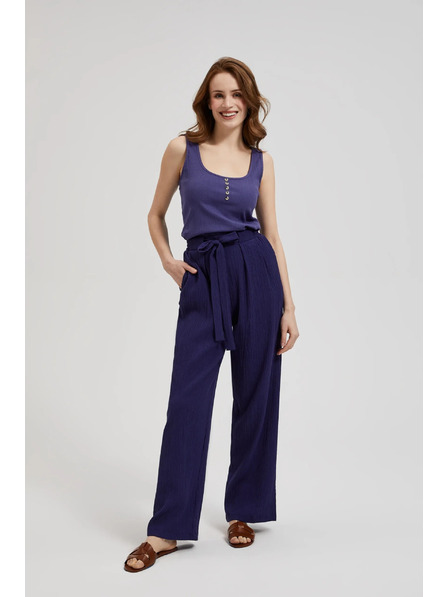 Moodo Lila Hose mit weiten Beinröhren und Gürtel Moodo