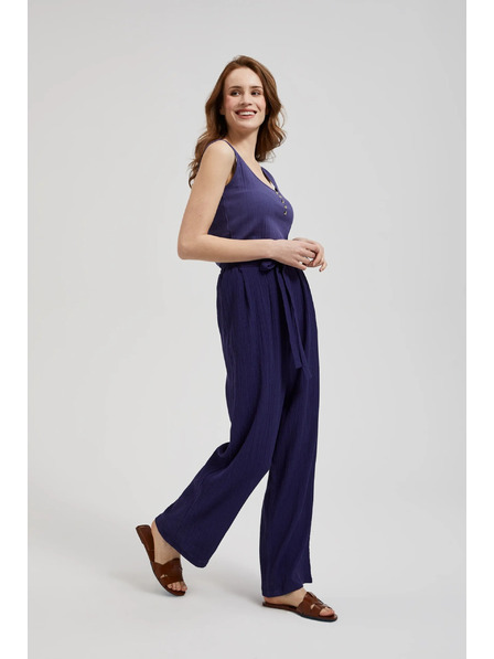 Moodo Lila Hose mit weiten Beinröhren und Gürtel Moodo