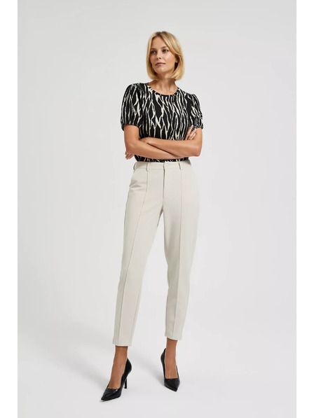 Moodo Elegante beige Hose mit schmalen Beinröhren und Taschen Moodo