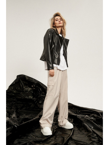 Moodo Beige Cargo-Hose mit geradem Bein Moodo