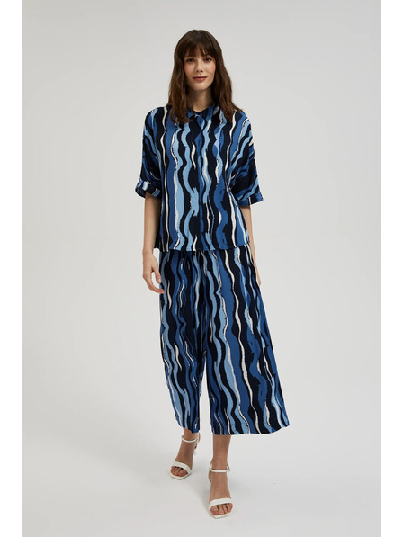 Moodo Gemusterte Culotte-Shorts in Blau Moodo