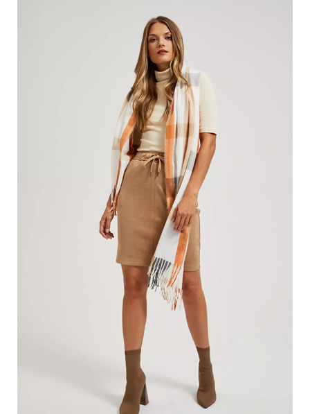 Moodo Orangefarbener Schal mit Karomuster und Fransen Moodo