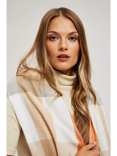 Moodo Orangefarbener Schal mit Karomuster und Fransen Moodo