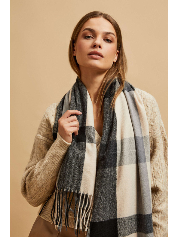 Moodo Blauer Schal mit Karomuster Moodo