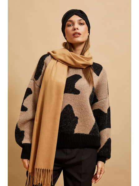 Moodo Glatter dunkelbeiger Schal Moodo