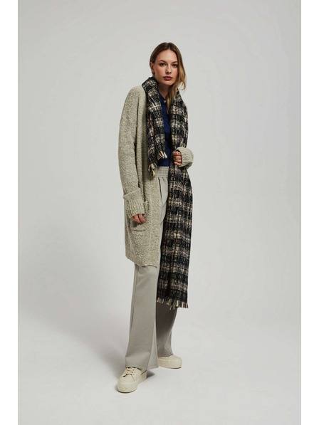 Moodo Schwarzer Schal mit Karomuster und Metallfaden Moodo