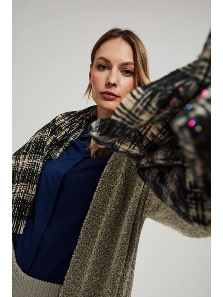 Moodo Schwarzer Schal mit Karomuster und Metallfaden Moodo