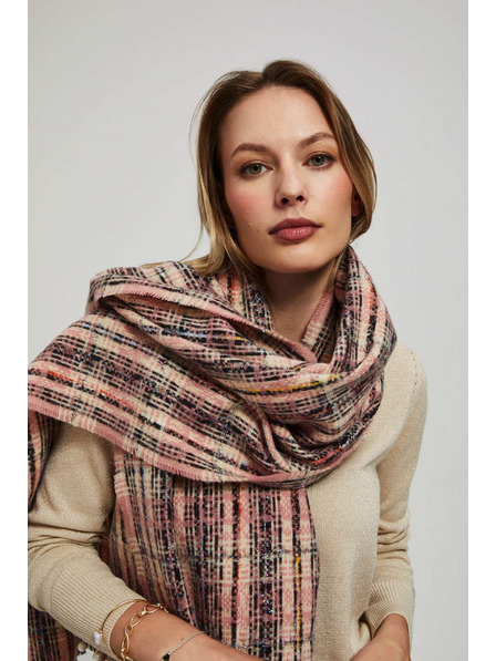 Moodo Rosa Schal mit Karomuster und Metallfaden Moodo