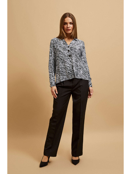 Moodo Hemd mit V-Ausschnitt in Schwarz-Weiß von Moodo