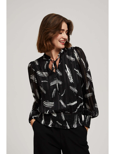 Moodo Schwarzes Hemd von Moodo mit gebundenem Ausschnitt