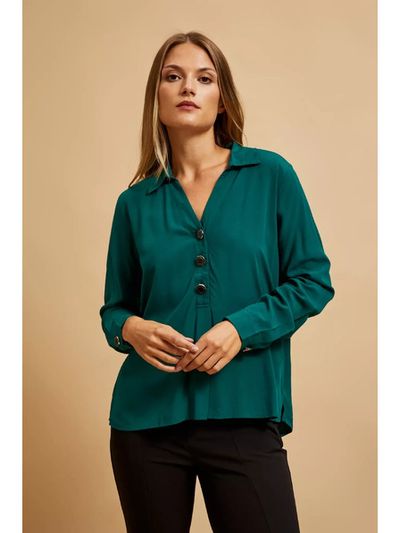 Moodo Hemd mit V-Ausschnitt in Smaragdgrün von Moodo