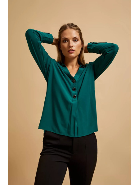 Moodo Hemd mit V-Ausschnitt in Smaragdgrün von Moodo