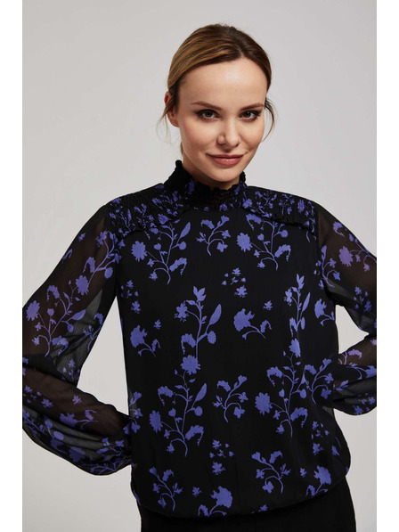 Moodo Schwarzes Hemd mit Blumenmuster von Moodo