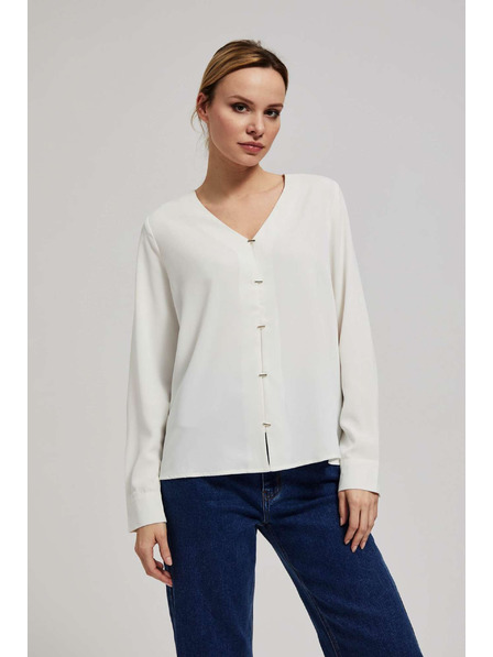 Moodo Hemd mit V-Ausschnitt und feinen perlmuttfarbenen Knöpfen von Moodo