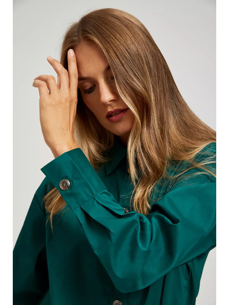Moodo Smaragdgrüne Bluse mit dekorativen Knöpfen Moodo