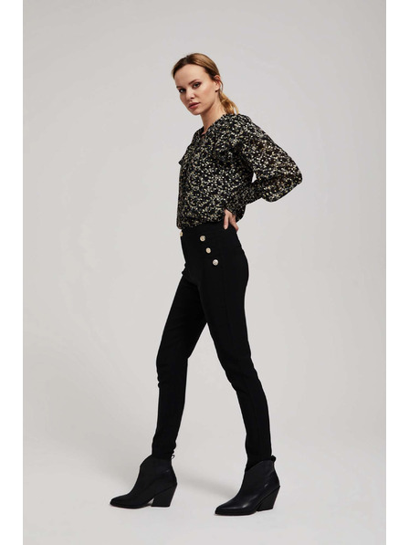 Moodo Gemustertes Hemd mit Bindung am Ausschnitt schwarz Moodo