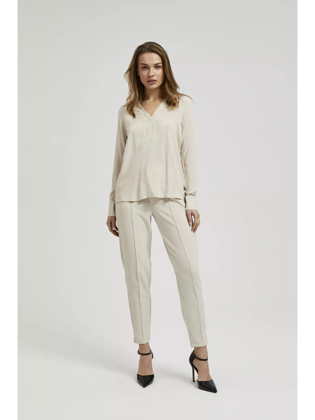 Moodo Glattes langärmliges Hemd beige Moodo