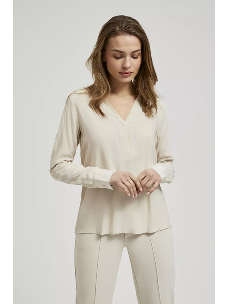 Moodo Glattes langärmliges Hemd beige Moodo