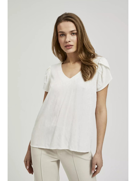 Moodo Weißes Hemd mit V-Ausschnitt Moodo