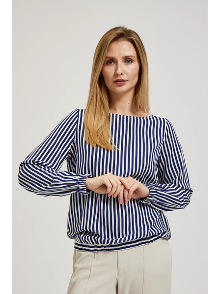 Moodo Weiß-dunkelblau kariertes Hemd mit Rundhalsausschnitt und dünnen Trägern Moodo