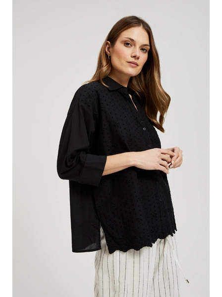 Moodo Schwarzes Oversize-Knopfhemd Moodo